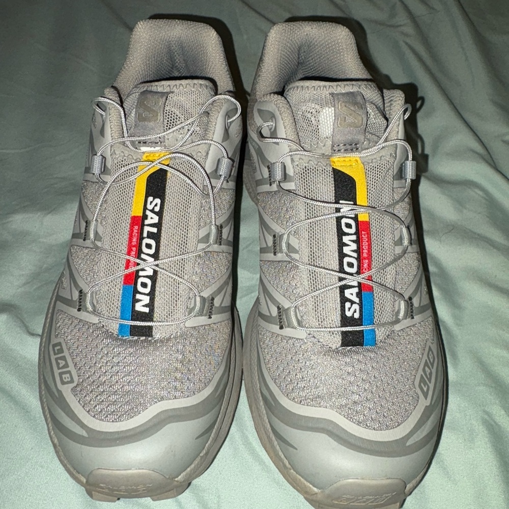 Salomon XT-6 Gray Athletic Shoes with Multicolor Accents